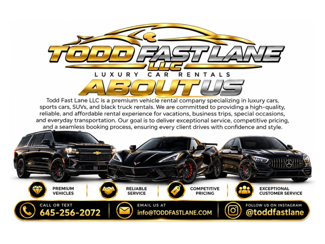 Todd Fast Lane fleet: SUV, Corvette, and Mercedes